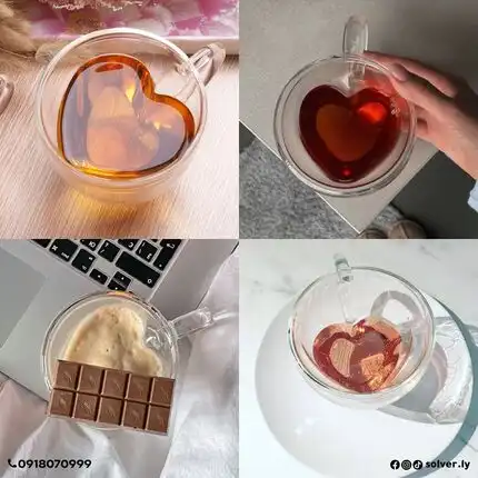 Heart of Love Double Glass Cup 250ml
