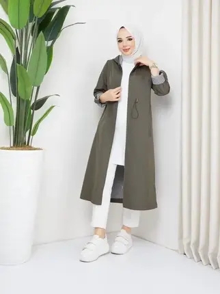 Garnished Trench Coat- Khaki