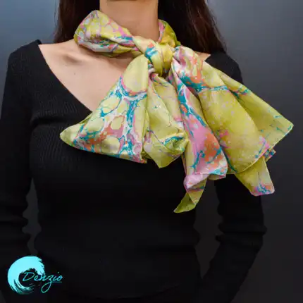 Silk Scarf with Marbling Technique