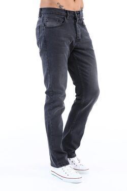 Men's Gray High Waist Wide Cut Pile Leg Denim Trousers Regular Fit Jean