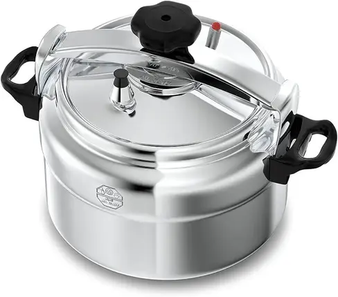 Aluminum pressure cooker with safety valve, sizes (7, 9, 11)
