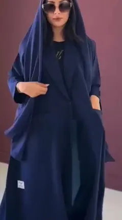Emirati abaya with scarf, Korean crepe fabric, blue color