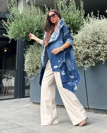 Short Denim Trench Coat