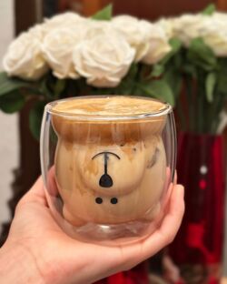 Double Glass Borosilicate Glass Mug with Teddy Bear Character