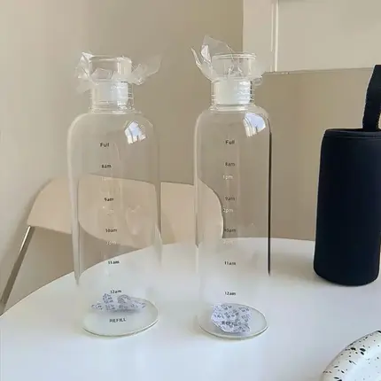 Glass bottle with drinking alert scale 500 ml