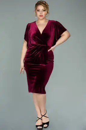 Burgundy velvet short evening dress