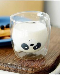 Double Glass Borosilicate Glass Mug with Panda Character