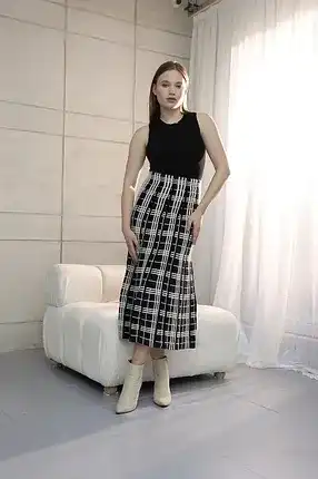 Plaid Patterned Long Skirt
