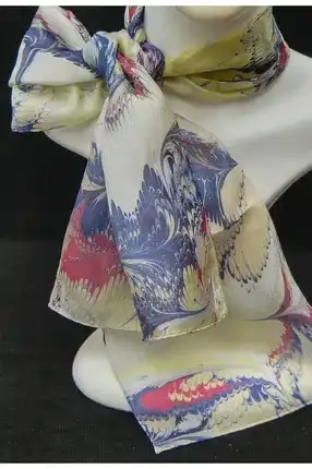 Silk Scarf with Marbling Technique
