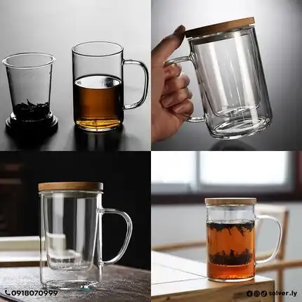 A cup with a filter and a wooden lid 450 ml