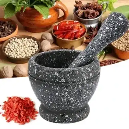 Garlic and grain crusher with an elegant and durable granite appearance