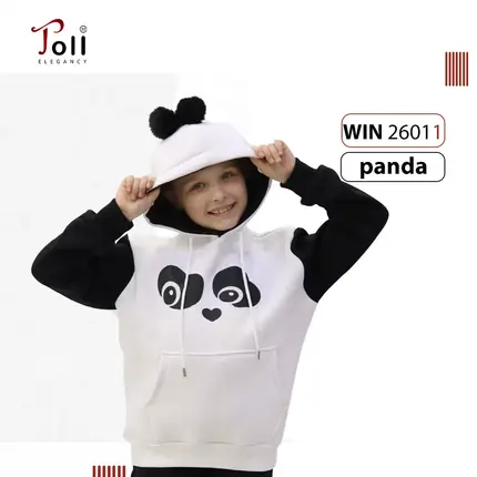 Melton cotton printed hoodie with a different colored sleeves