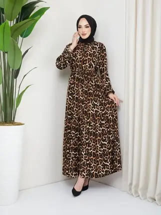 Leopard Patterned Viscose Dress