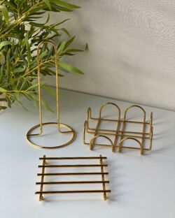 Service Presentation Set Towel Holder Napkin Holder Trivet Gold