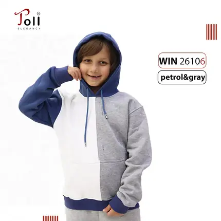 cotton melton mixed color hoodie 