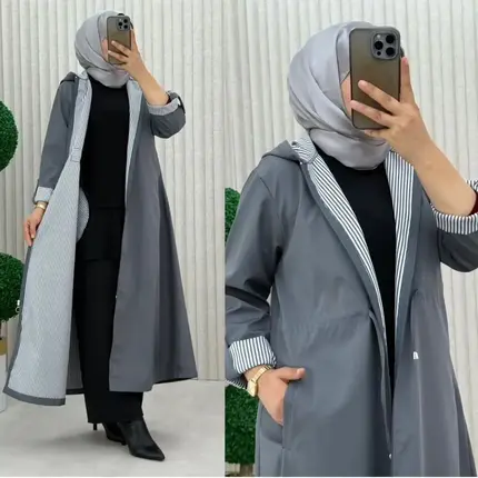 Women's long coat with hood