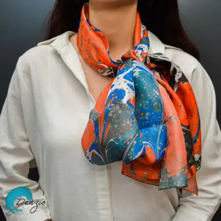 Silk Scarf with Marbling Technique