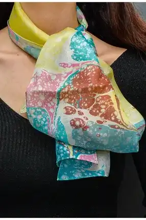 Silk Scarf with Marbling Technique