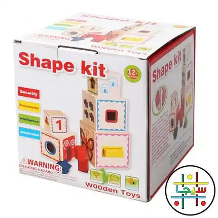 Wooden Stackable Tower Toy with Montessori Lace Geometric Shapes